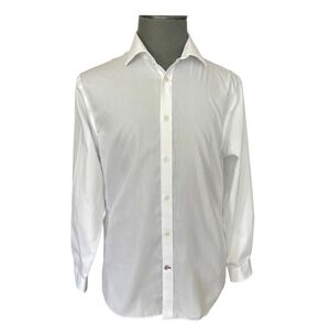 TOMMY HILFIGER White Slim Fit Non-Iron Long Sleeve Cotton Men’s Dress Shirt